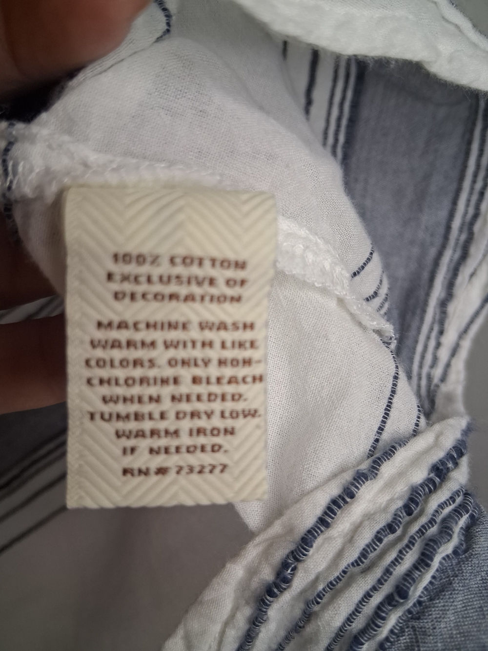 Sonoma Lifestyle XL White Blue Striped Peasant Blouse 100% Cotton 3/4 Sleeve Boh - Picture 4 of 8